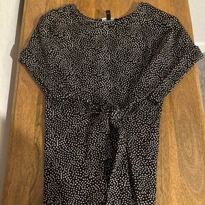 Black and White Polka Dot Belted Blouse